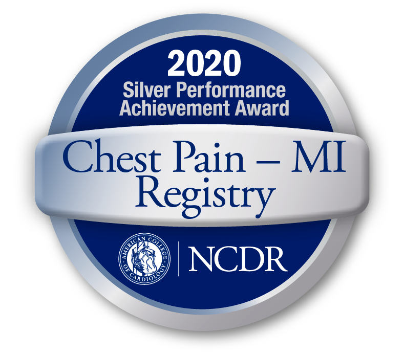 Dolor en el pecho: logotipo del Premio de Logro de Desempeño de Plata NCDR 2020 de MI Registry