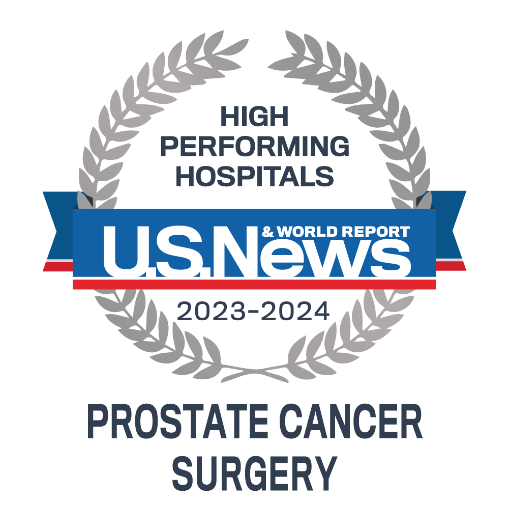 Logotipo de especialidad de cirugía de cáncer de próstata de alto rendimiento de US News and World Report