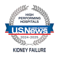 US News and World Report High Performing Hospitals 2023-24 kidney failure specialty logo