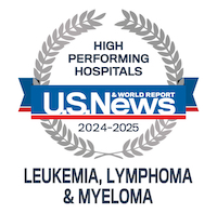 US News and World Report High Performing Hospitals 2023-24 leukemia, lymphoma and myeloma specialty logo