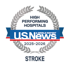 US News High Performing Hospital Award Badge - Stroke, GW University Hospital, Washington, DC