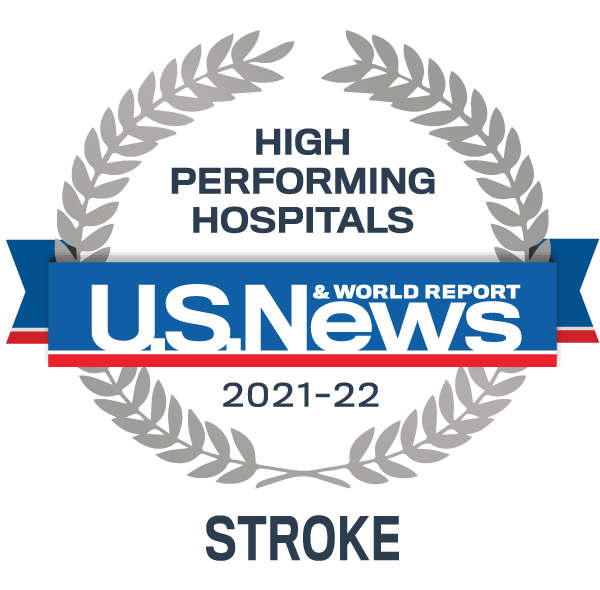 Insignia del premio de hospital de alto rendimiento de US News - Accidente cerebrovascular